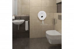 Диспенсер для средних рулонов туалетной бумаги LAIMA PROFESSIONAL белый, пластик / 606545