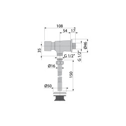 Кнопочный сливной вентиль для писсуара металл AlcaPlast / ATS001