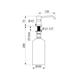 Дозатор для жидкого мыла Delabie под раковину с изогнутым носиком 1 л металл, хром / 729012