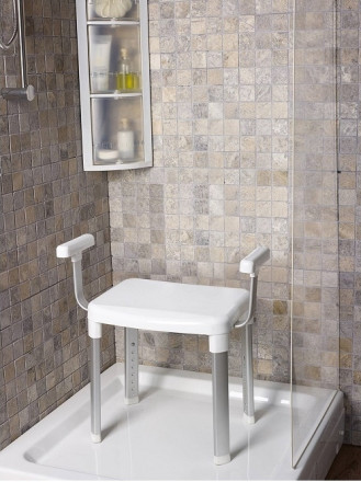 Стул-кресло для ванной Klimi M-KV24-01 / с подлокотниками / алюминий / пластик
