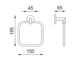 Nofer 16504.S Вешалка для полотенец квадратная Line матовая сталь