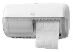 Двойной диспенсер для бытовых рулонов туалетной бумаги пластик белый Tork T4 557000 