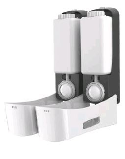 Дозатор для жидкого МЫЛА и ГЕЛЯ двойной WisePro H8202-WS наливной механический 2*350 мл, белый / 70002