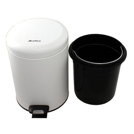 Урна педальная с подъемной крышкой Ksitex 5 л металл белая / BGR-5W