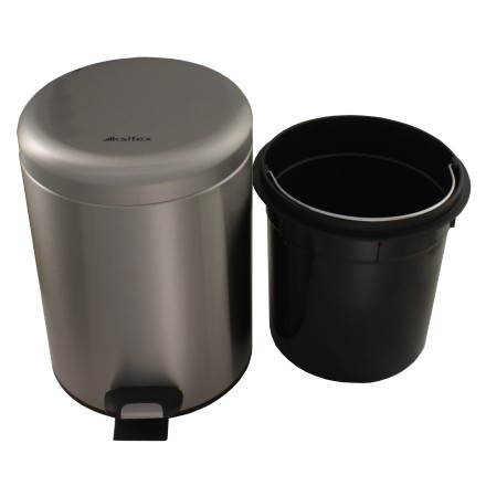 Урна педальная с подъемной крышкой Ksitex 5 л металл матовая сталь / BGR-5M