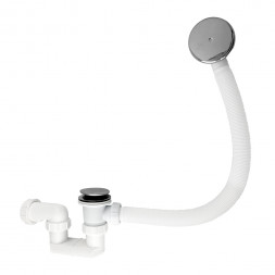 Сифон на ванную Klimi 8732-11 / пластиковый / автоматический / нажимной / белый