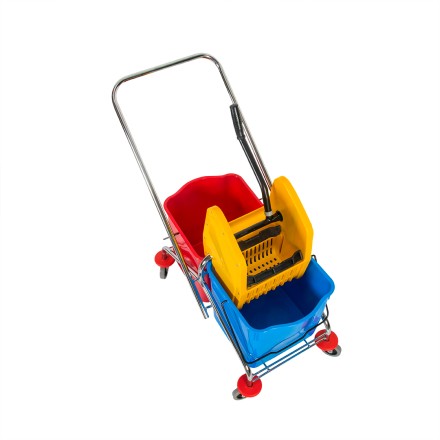 Уборочная тележка Klimi с отжимом 2*25 л база металл хром / B043A