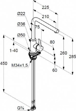 Смеситель KLUDI L-INE S однорычажный латунь черный / 408033975