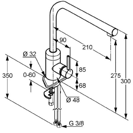 Смеситель KLUDI L-INE однорычажный латунь хром / 428140577