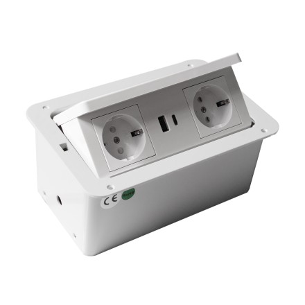 Блок розеток Mebax врезной белый 2 EURO 1 USB Type-A + 1 USB Type-С / LK-DMS-742