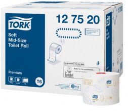 Мягкая туалетная бумага Mid-Size в миди рулонах Tork Premium T6 127520 (рул.)