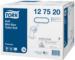 Мягкая туалетная бумага Mid-Size в миди рулонах Tork Premium T6 127520 (рул.)