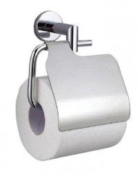 Держатель для туалетной бумаги NOFER с крышкой металл белый / 16500.W