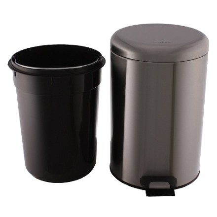 Урна педальная с подъемной крышкой Ksitex 12 л металл матовая сталь / BGR-12M