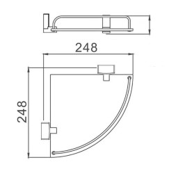Полка стеклянная настенная угловая D-Lin хром / D264330