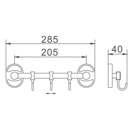 Держатель для полотенец 28.5 см настенный 3 крючка D-Lin металл хром / D289700-3