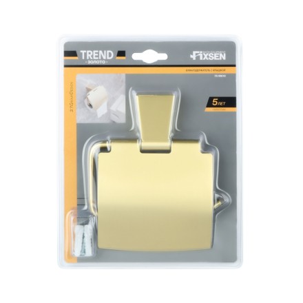 Держатель туалетной бумаги с крышкой Fixsen Trend Gold матовое золото / FX-99010