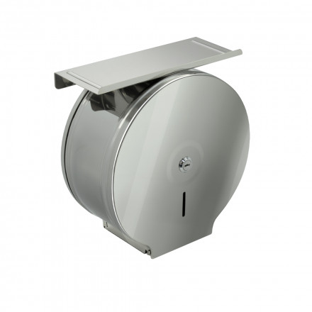 903-11 Диспенсер для туалетной бумаги BRIMIX для стандартных рулонов / с ключом - барабан с полочкой / d 250 мм глубина 120 мм металл хром