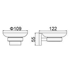 Мыльница настенная 12,2 см D-Lin металл, стекло черная / D220222
