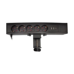 Блок розеток Mebax врезной черный 5 EURO 2 USB Type-A + 1 USB Type-С / LE4