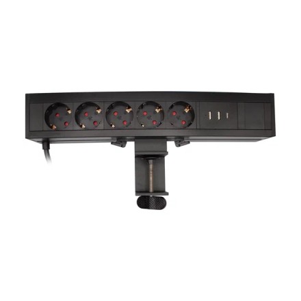 Блок розеток Mebax врезной черный 5 EURO 2 USB Type-A + 1 USB Type-С / LE4