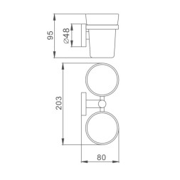 Стакан настенный двойной D-Lin стекло металл хром / D212100