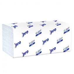 Бумажные полотенца Protissue V-слож 250л, 1сл 22*21см (пач) / C-395