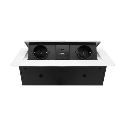 Блок розеток Mebax врезной черный белый 2 EURO 1 USB Type-A + 1 USB Type-С / 226J0