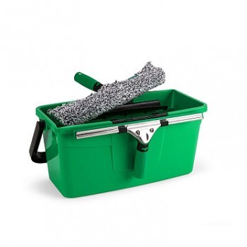 Ведро для мойки окон Unger 12 л с полочками пластик зеленый / QB12B