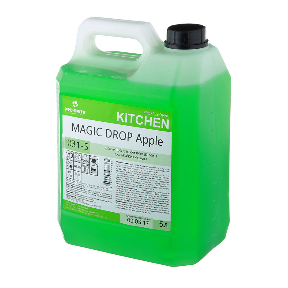 Моющее для посуды отзывы. 5л Pro-Brite Magic Drop Apple (031-5). Моющее средство Pro Brite. Мэджик дроп средство для посуды. Моющее ср-во д/посуды Pro-Brite Magic Drop Neutral 176-5 5л.