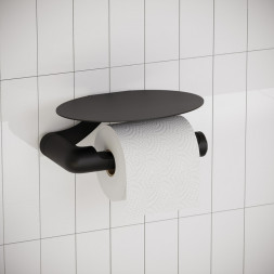 Держатель для туалетной бумаги IDDIS с полкой металл черный / NOABL00i43