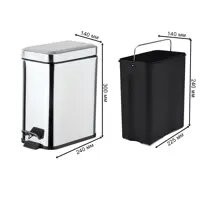 Урна педальная для мусора POTATO металл хром 5л / P425