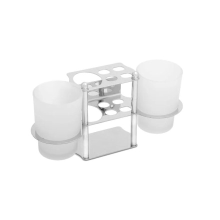 Стакан настенный двойной D-Lin стекло металл хром / D216100