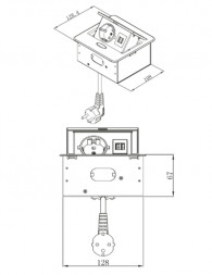 Встраиваемая розетка (лючок) для офиса SETE SBT-1UC-80 / 1 гнездо / серый / с кабелем