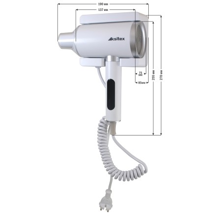 Фен настенный Ksitex 2000W пластик белый / F-2000W-JET