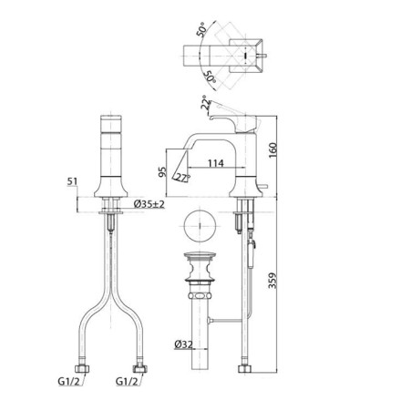 Смеситель для раковины Toto латунь хром / TLG08301R
