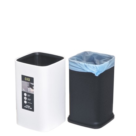 Мусорное ведро без крышки EKO 7 л, окрашенная сталь, БЕЛЫЙ / EK9084 P-7L-MW