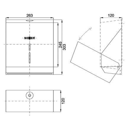 Диспенсер для бумажных полотенец Z,V сложения NOFER металл белый / 04005.W