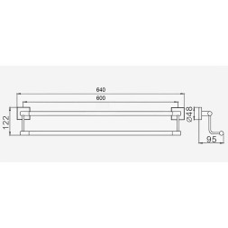Полотенцедержатель двойной 64см D-Lin металл черный / D252222