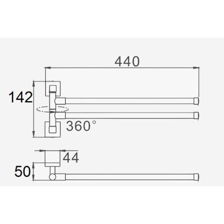 Полотенцедержатель двойной 44см D-Lin металл черный / D253222