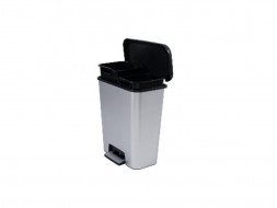 Урна для мусора CURVER педальная 23L+23L пластик серебро, черный / 249815