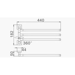 Полотенцедержатель тройной 44см D-Lin металл черный / D254222