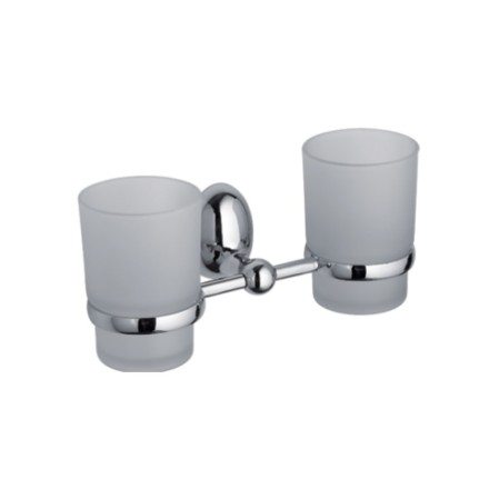 Стакан настенный двойной D-Lin стекло металл хром / D212120