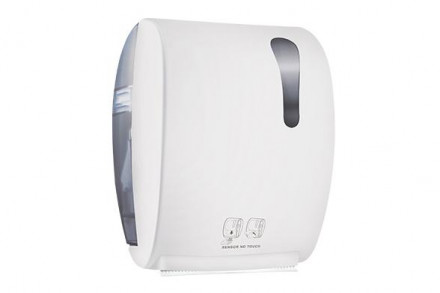 Диспенсер для бумажных рулонных полотенец Nofer автоматический, пластик белый / 04033.W