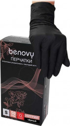 Benovy 12603 Перчатки нитриловые неопудренные черные 100 шт / S (упак.)