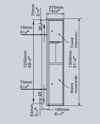Настенный блок интегрированный (встраиваемый) диспенсер полотенец-урна WisePro GSG63A-Brushed Металл Матовая сталь / 77-18