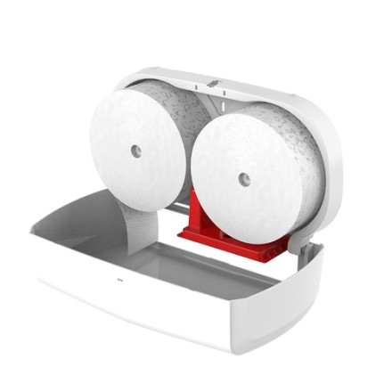 Диспенсер туалетной бумаги WisePro K670-W двойной для средних и больших рулонов пластик белый / 71511