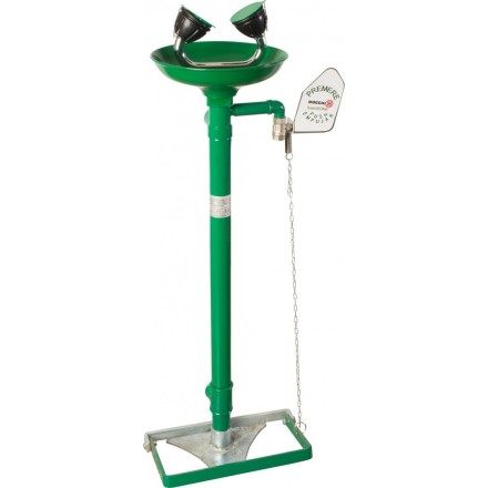 Аварийная раковина для промывки глаз Nofer из полипропилена с рычагом и педалью зеленая / SC380