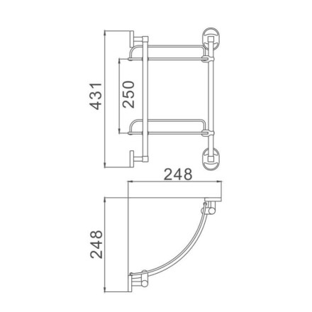 Полка стеклянная угловая двухуровневая настенная D-Lin металл хром / D262100