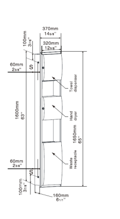 Встраиваемый блок сушилка для рук+диспенсер+урна WisePro Нерж сталь Матовая сталь / 79-32